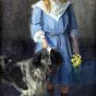 Maria Slavona | Lilly mit Hund und blauem Kleid, 1902