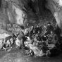 Marianne Strobl |  Ötscherhöhlen, Steintisch am Fuße der Schutthalde des linken Ganges, 1901